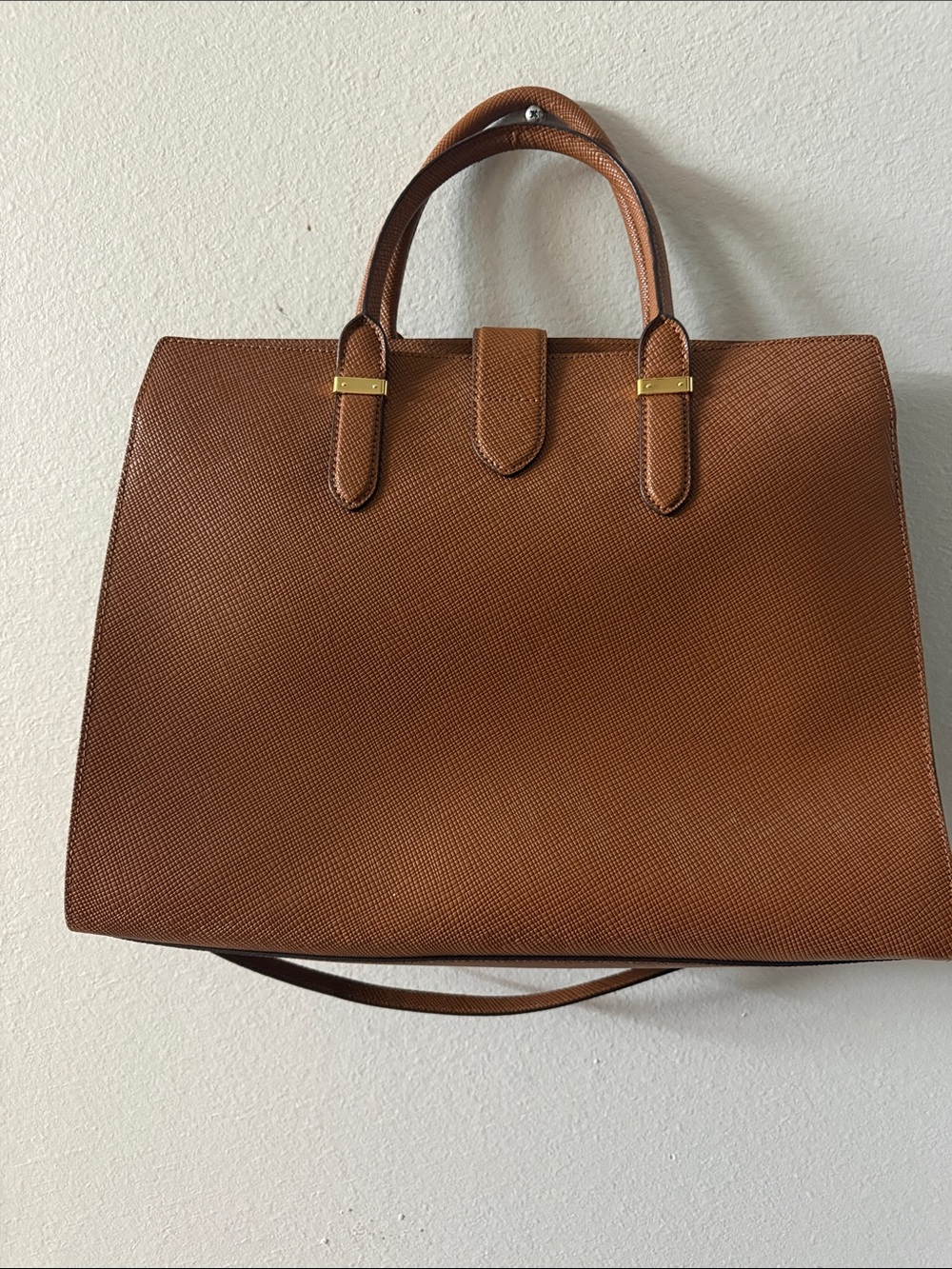 Ralph Lauren Brown Leather Tote with RL Gold Medallion - Picture 3 of 6